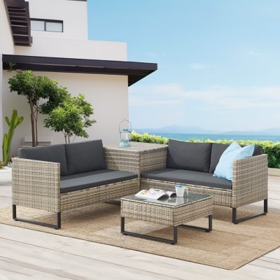 FurniGO Ratanová sestava Santorini šedá – Hledejceny.cz