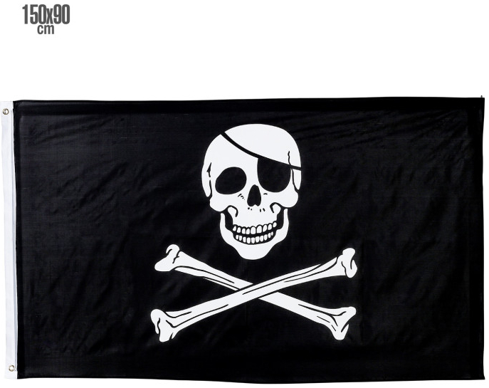 Pirátská vlajka Lebka a šavle 150x90cm