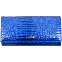 Dámská velká kožená lakovaná peněženka Conti modrá
