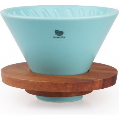 Kawio keramický dripper s dřeveným stojánkem modrý