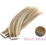 Vlasové PU pásky HALF poloviční tape in na prodlužování vlasů 40cm 14/24 tmavá blond / platinová extra – Zboží Mobilmania