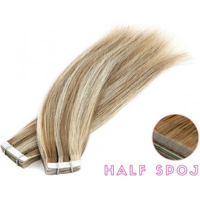 Vlasové PU pásky HALF poloviční tape in na prodlužování vlasů 40cm 14/24 tmavá blond / platinová extra – Zboží Mobilmania