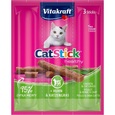 Vitakraft Cat Stick mini tyčinky kuře kočičí tráva 3 x 6 g