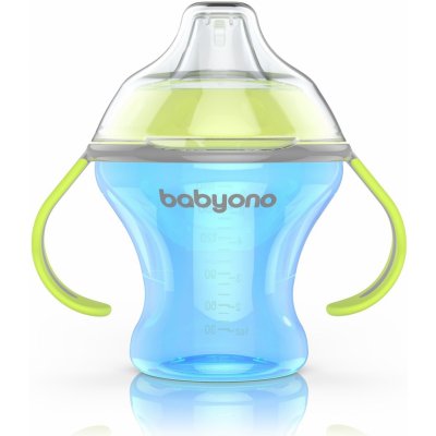 BabyOno Netekoucí hrneček s měkkým pítkem Modrá 180 ml – Zbozi.Blesk.cz