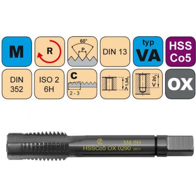 NÁSTROJE CZ Sadový závitník M3x0,5 I ISO2 HSSCo5 OX DIN 352 - 0290 - CZZ0290-M3-I-ISO2 – Zboží Mobilmania