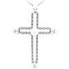 Přívěsky Beny Jewellery Přívěsek Kříž s Perlou a Zirkony z Bílého Zlata 7151267