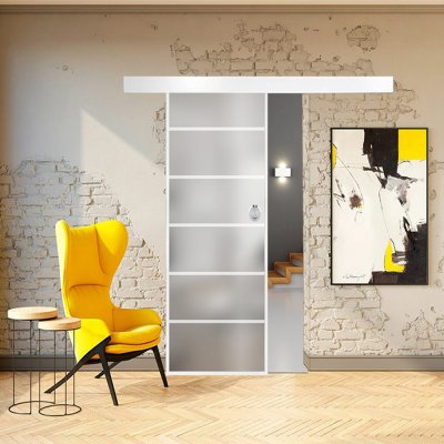 Erkado Posuvné skleněné dveře na stěnu GRAF 17 mléčné sklo s bílými vzory 70 x 197 cm – Hledejceny.cz