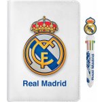 CurePink Prémiový set blok A5 s vícebarevnou propiskou FC Real Madrid Klubový znak A5 15 x 21 x 2 cm RM00021 – Zboží Živě