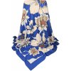 Šátek Classic Scarf dámský modrý květinový šátek velký modré hnědé a béžové květy