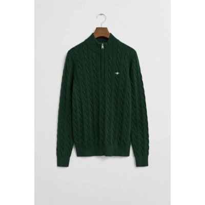 Gant Cotton Cable Half Zip Tartan Green – Zboží Dáma