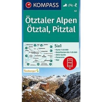 Ötztaler Alpen, Ötztal, Pitztal (Kompass - 43) - turistická mapa