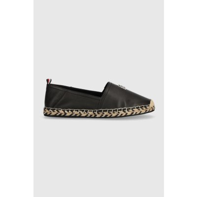 Tommy Hilfiger TH LEATHER FLAT ESPADRILLE černá FW0FW07720