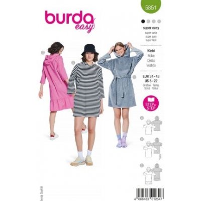 Střih Burda 5851 na dámské sportovní nebo domácí šaty – Zboží Dáma