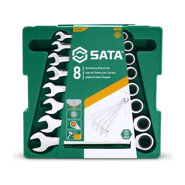 Klíč SATA Tools SATA ST08008SJ Očkoploché ráčnové klíče 8 ÷ 19 mm (Sada 8 dílů)