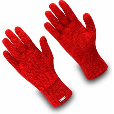 Exquisiv Vlněné rukavice s kašmírem Frozen City s copánky, červená