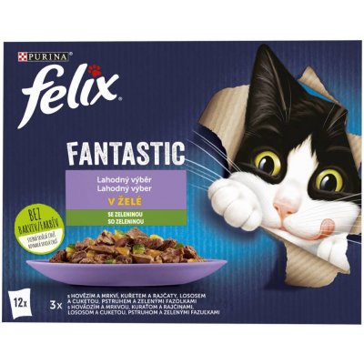 Felix Fantastic Lahodný výběr se zeleninou v želé s hovězím kuřetem lososem a pstruhem 12 x 85 g