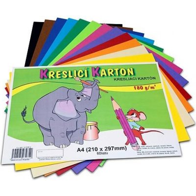 Stepa kreslicí karton A4 barevná čtvrtka 180g/m mix barev 60 listů – Zboží Dáma