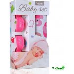 T-Tomi Baby set bambusová osuška white / bílá + kočárkový kolíček pink / růžová 331 – Hledejceny.cz