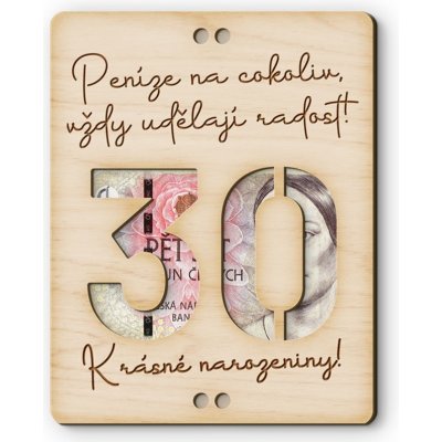 Dřevěná obálka na peníze - Krásné narozeniny 30 – Zboží Dáma