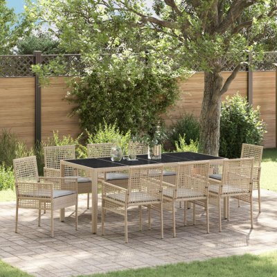 OMAXI 891044 Zahradní jídelní souprava 9 pcs Béžová Poly ratan – Hledejceny.cz