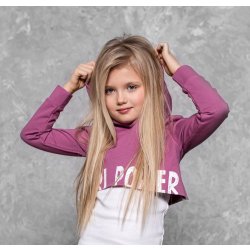 Dětská mikina CROP TOP GIRL POWER Mikina růžová