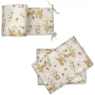 Baby Nellys 3D Mantinel s povlečením + zavinovačka Veverky béžová šedá 120 x 90 cm – Hledejceny.cz