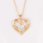 Drahokamia Zlatý náhrdelník s dvojitým srdcem a zirkony 239/MOD Bílý – Zboží Dáma