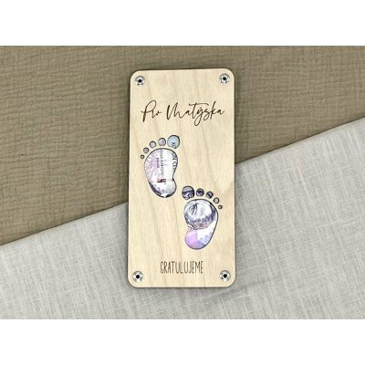 Dřevěné přání na peníze k narození dítěte – Sleviste.cz