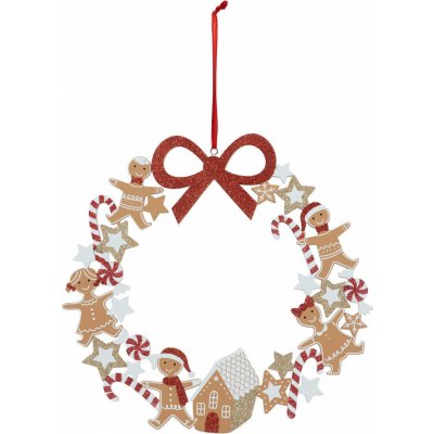 Atmosphera Dřevěný vánoční věnec s perníčky, Ø 33 cm vícebarevná – Hledejceny.cz