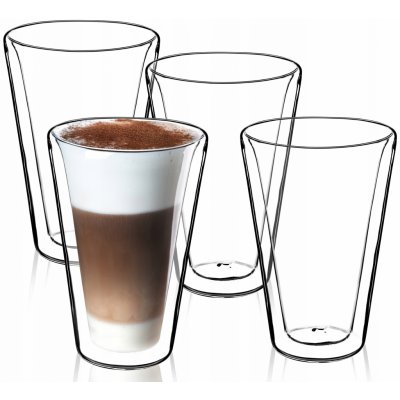 Kadax Duo Latte Sklenice na kávu a čaj s dvojitou stěnou 4x 380 ml – Zboží Mobilmania