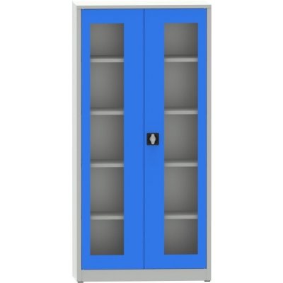 Kovona Spisová skříň kovová s prosklenými dveřmi plexisklem C2975H1 světle šedá – Sleviste.cz