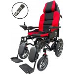 Zoela 6005RB Elektrický invalidní vozík skládací s polohováním nohou a zad Stříbrný rám Červené polstrování – Zboží Dáma
