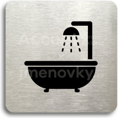 ACCEPT Piktogram koupelna - stříbrná tabulka - černý tisk bez rámečku – Zboží Mobilmania