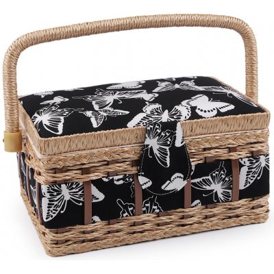 Kazeta / košík na šití čalouněný, střední, 14 černá motýl (bal. 1) – Zboží Dáma