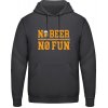 Pánská mikina s potiskem AWDis Hoodie Mikina Pivní design No Beer No Fun Uhelná černá