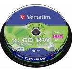 Verbatim CD-RW 700MB 12x, SERL, spindle, 10ks (43480) – Hledejceny.cz