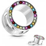 Šperky4U tunel do ucha s různobarevnými zirkony TN01010-05A – Sleviste.cz