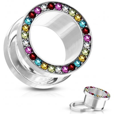 Šperky4U tunel do ucha s různobarevnými zirkony TN01010-05A – Sleviste.cz
