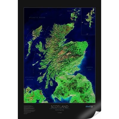 Albedo39 Skotsko - satelitní mapa 70 x 100 cm Varianta: bez rámu v tubusu, Provedení: papírová mapa – Hledejceny.cz