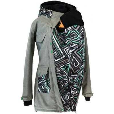 Shara softshellový kabát zimní vsadka se vzorem přední nošení šedá žíhaná/graffiti – Zboží Dáma