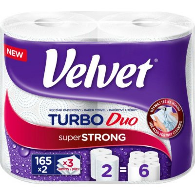 Utěrky papírové Velvet Turbo Duo - 3 vrstvé / 2 ks – Zboží Mobilmania