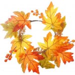 Věnec 300x300mm podzimní z javorových listů a bobulí na zavěšení, barevná – Zboží Mobilmania