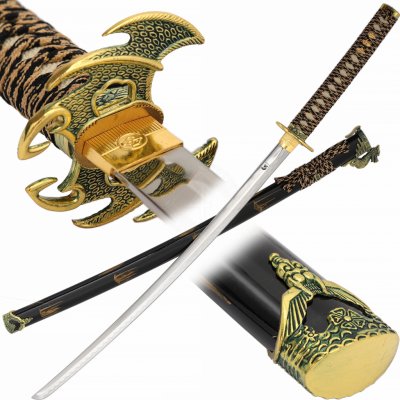 Art Gladius Černozlatá katana, cuba a kašira staromosaz – Zboží Dáma
