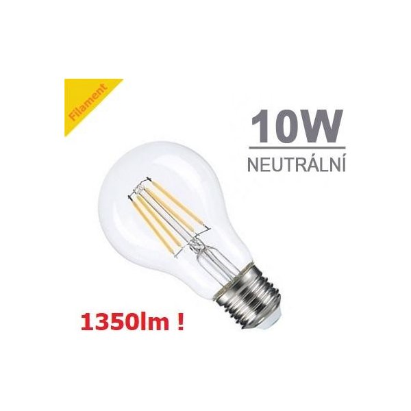 Optonica LED žárovka 10W 4xCOS Filament E27 1350lm NEUTRÁLNÍ BÍLÁ od 109 Kč  - Heureka.cz