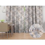 Biante Sametový závěs Tamara TMR-057 Modro-zelený zámecký vzor na krémovém 145x160 cm – Zbozi.Blesk.cz