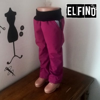 Dětské softshellové kalhoty MASKÁČ s kapsami s fleecem fialové