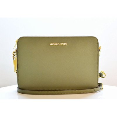 Michael Kors dámská kabelka crossbody JET SET TRAVEL 35T8GTTC9L ARMY GREEN LEATHER – Zboží Mobilmania