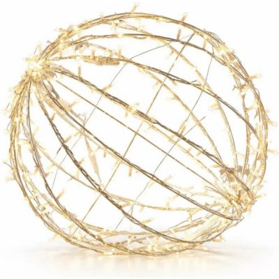 DECOLED 3D LED svítící koule na zahradu, pr. 40 cm, teple bílá, bílý kabel, IP67, hliník, Easy fix – Zboží Dáma