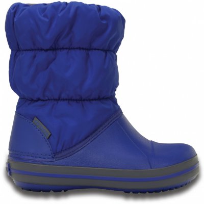 Crocs Winter Puff Boot Kids Cerulean Dětské sněhule Blue Light Grey – Zboží Mobilmania