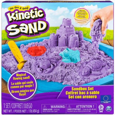 Spin Master Kinetic Sand krabice tekutého písku s podložkou FIALOVÁ